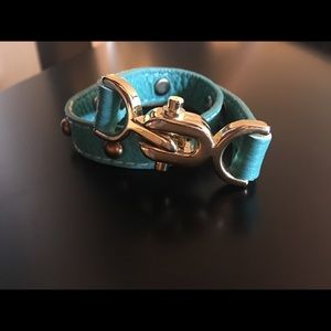 🚫SOLD🚫Turquoise leather with gold accents wrap